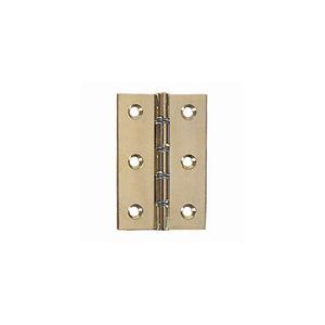 76x50mm Solid Brass Polished Double Steel Washered Strong Butt Hinges - 1 Pair (2)